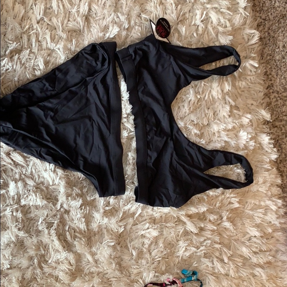 High waisted black bikini